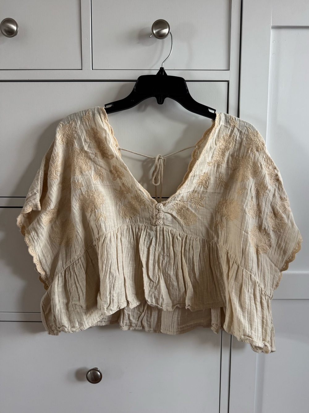 NWOT AE V-Neck Embroidered Blouse
